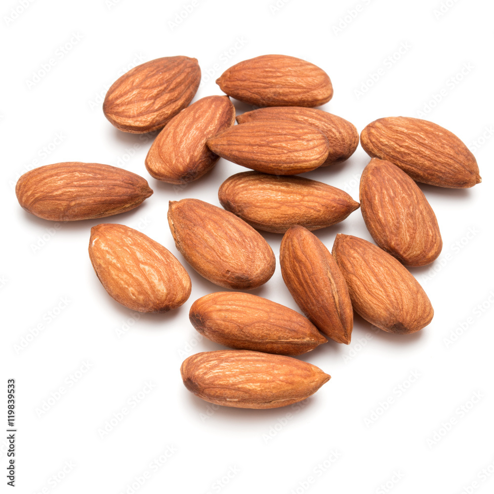 almond nuts isolated on white background close up almond nuts isolated on white background close up