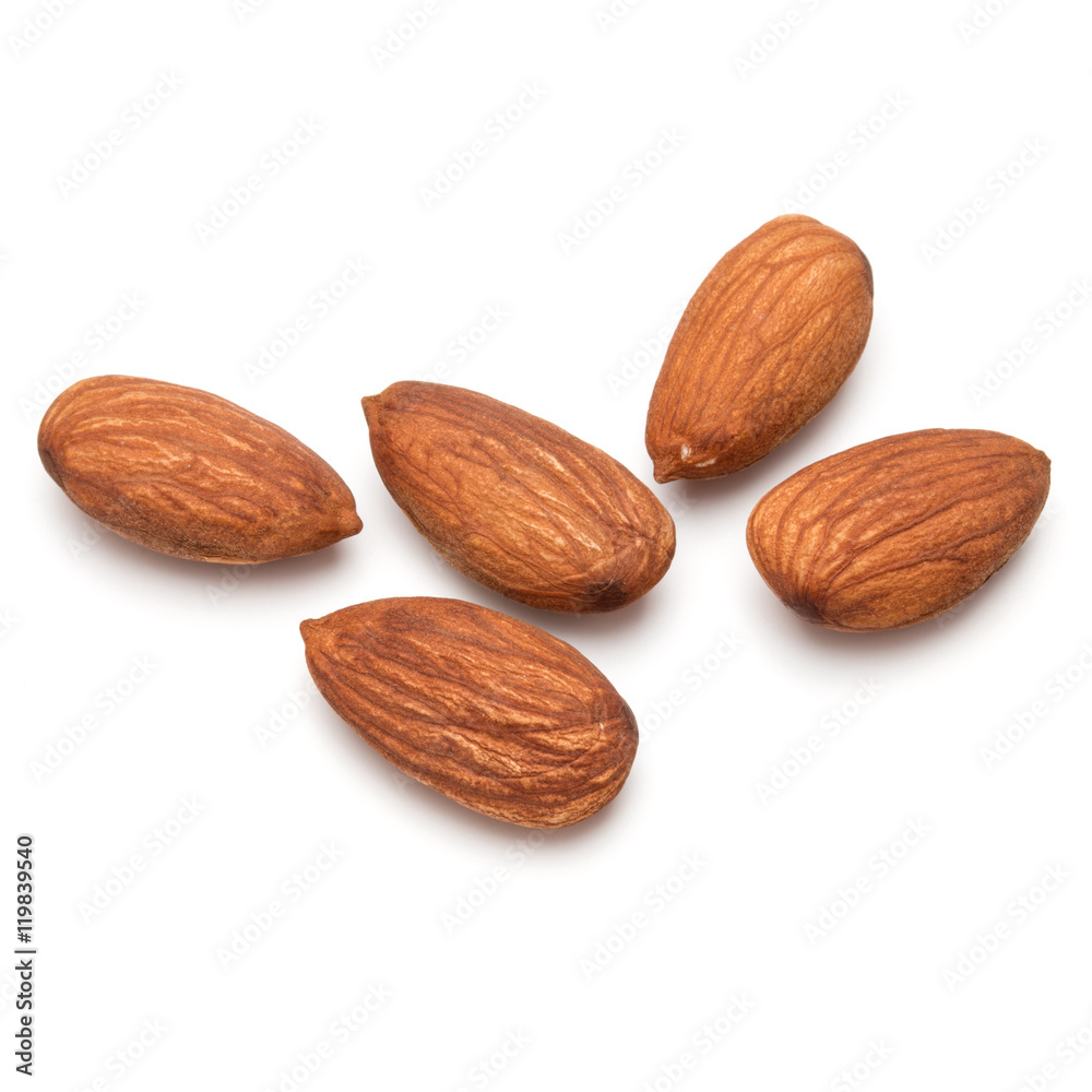 almond nuts isolated on white background close up almond nuts isolated on white background close up