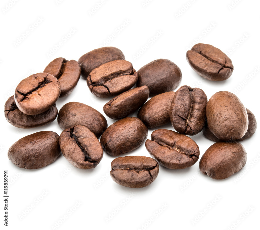 roasted coffee beans isolated in white background cutout roasted coffee beans isolated in white background cutout