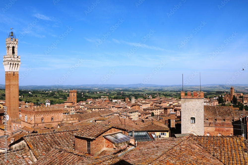 Panoramic view of Siena, Tuscany Italy
