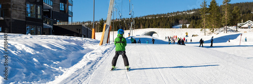 Child on drag lift in Trysil