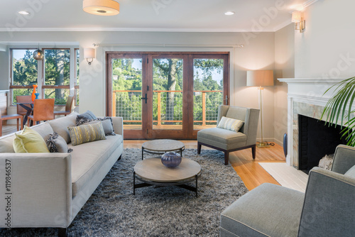 Country home - sofa and table in modern house