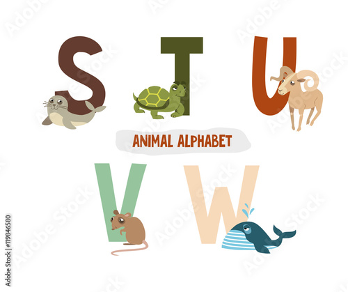 illustration with letters and animals. book for children. ABC. photo