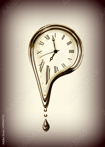 The time melting. Surreal and vintage style sepia effect