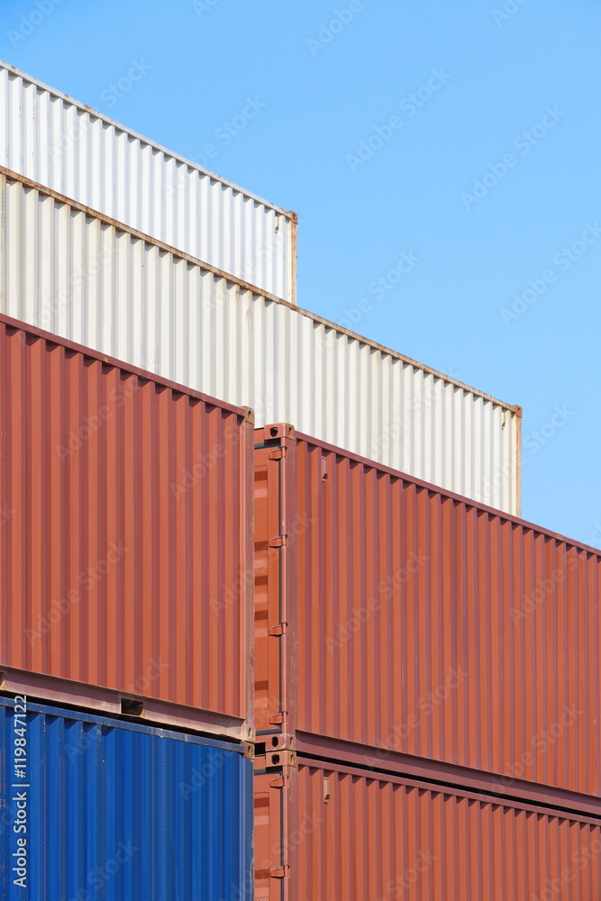 Colorful stack of container shipping at dockyard.. Colorful stack of container shipping at dockyard..