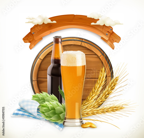 Beer Festival, 3d vector logo