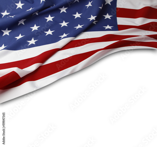 American flag on white