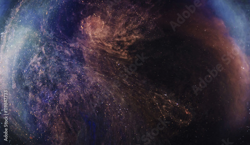 Abstract Nebula With Colored Gas And Stars