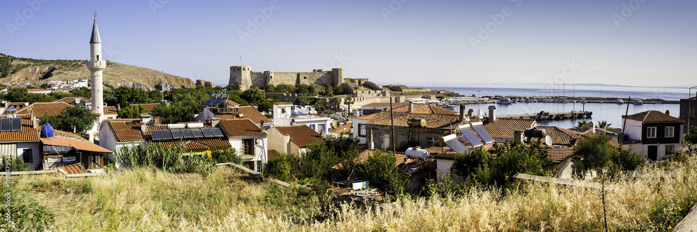Panoramic view of Bozcaada Island and Tenedos medieval castle