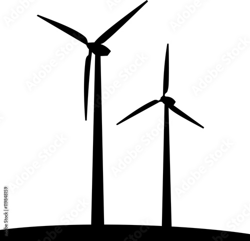 Windmills. Alternative energy source. Vector illustration.