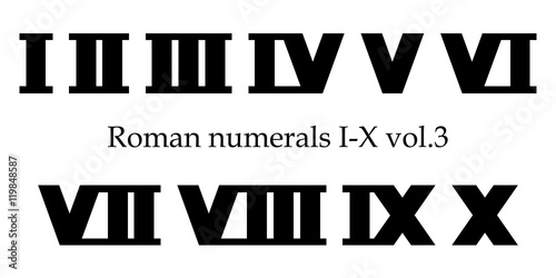 Roman numerals set I-X (1-10)