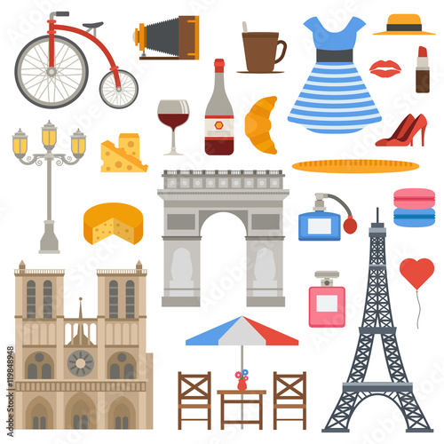 Paris icons vector set.