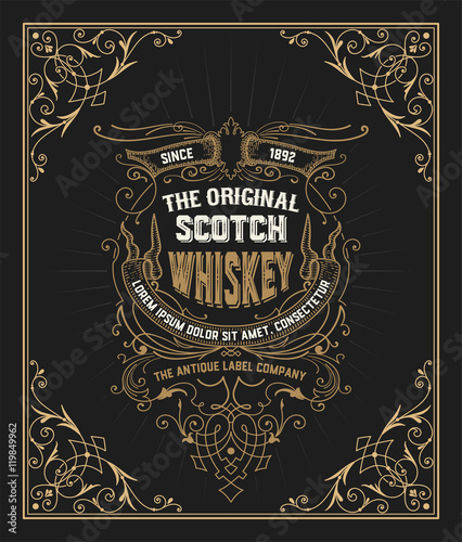 Old  label design for Whiskey and Wine label, Restaurant banner,