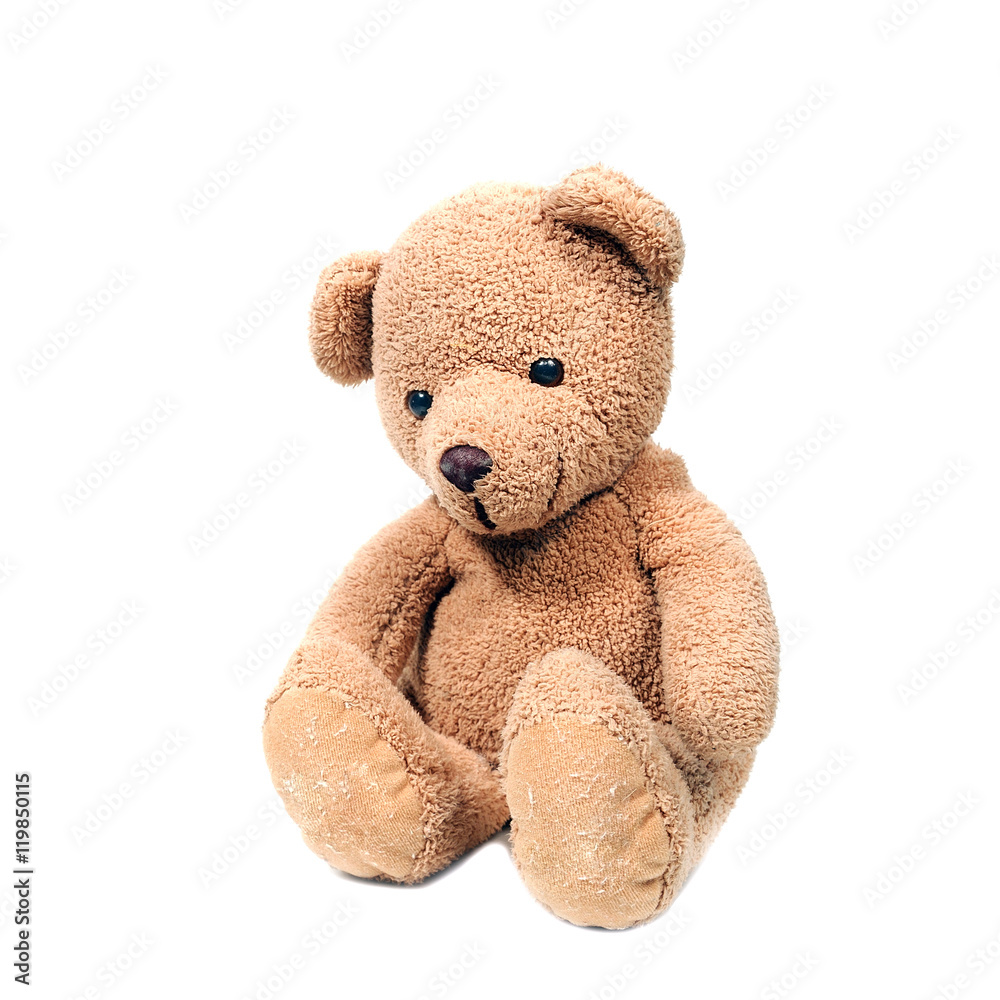 Single teddy bear doll on white background Single teddy bear doll on white background