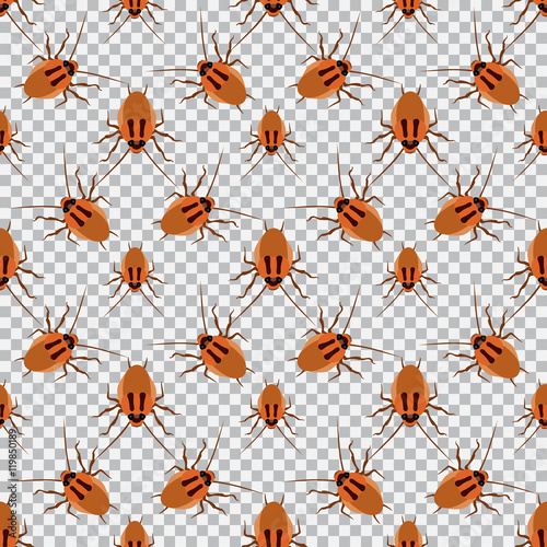 Seamless pattern cockroach on a checkered background. Cockroach, beetle © lily_studio