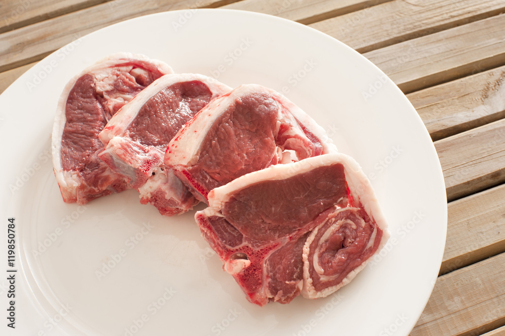 Close-up of several pieces of lamb Close-up of several pieces of lamb