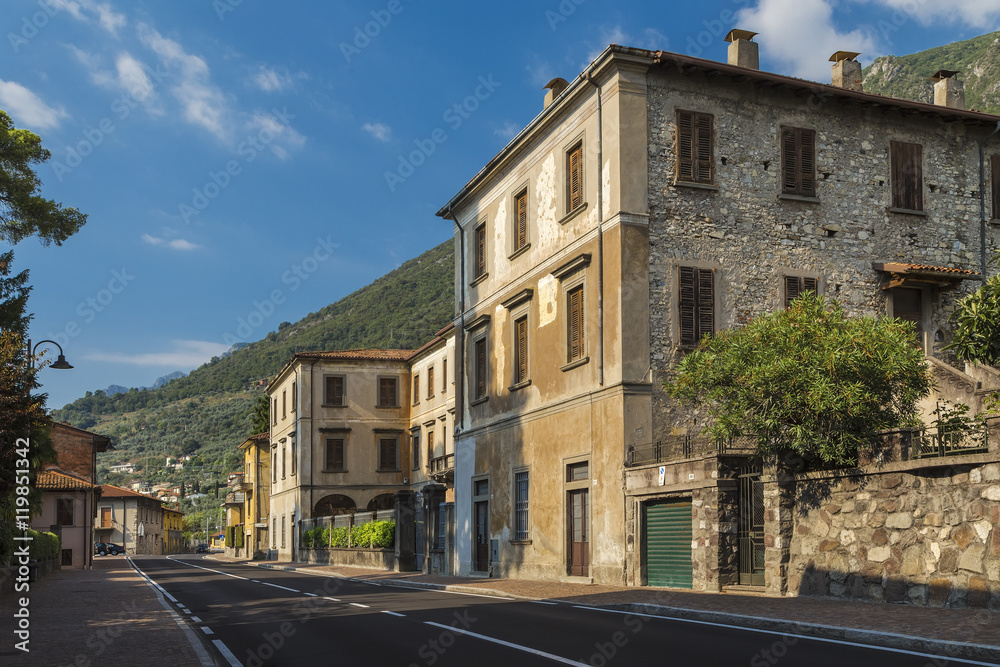 street of a small town on Lake Iseo