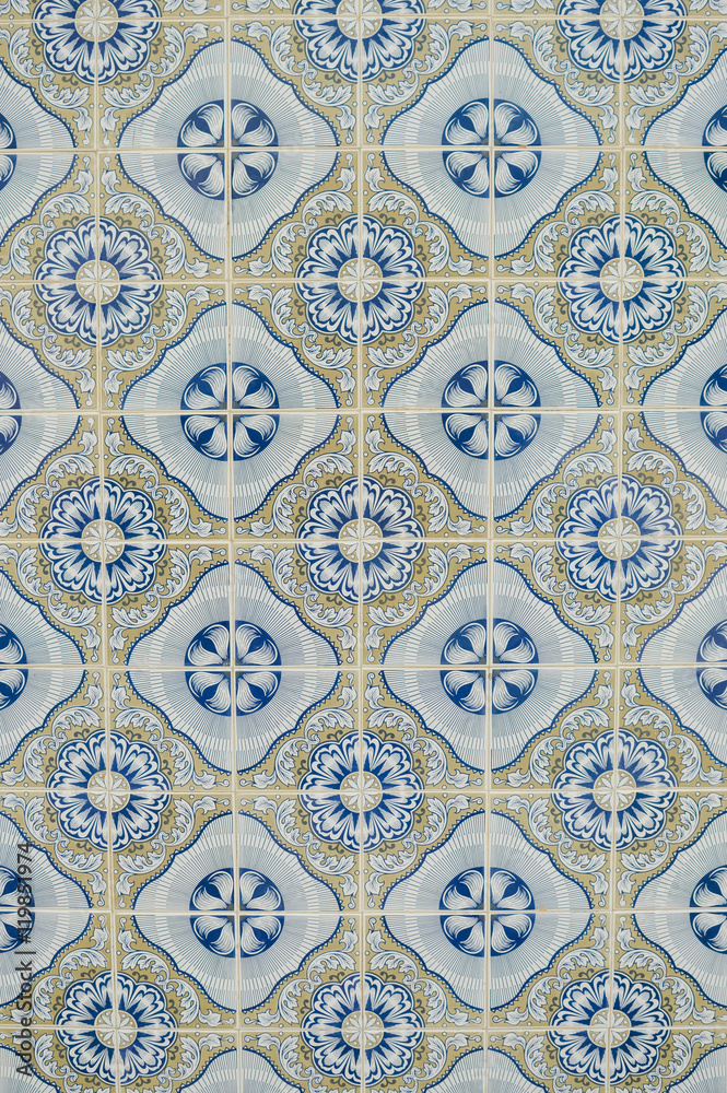Abstract old traditional azulejos tiles in Portugal