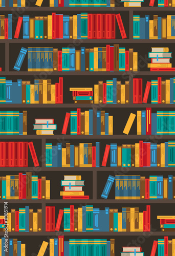 Book Shelves  Dtcorative Colorful Icon Poster 