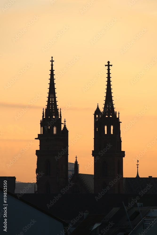 Cathedral tower silhouettes