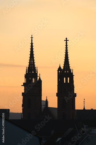 Cathedral tower silhouettes