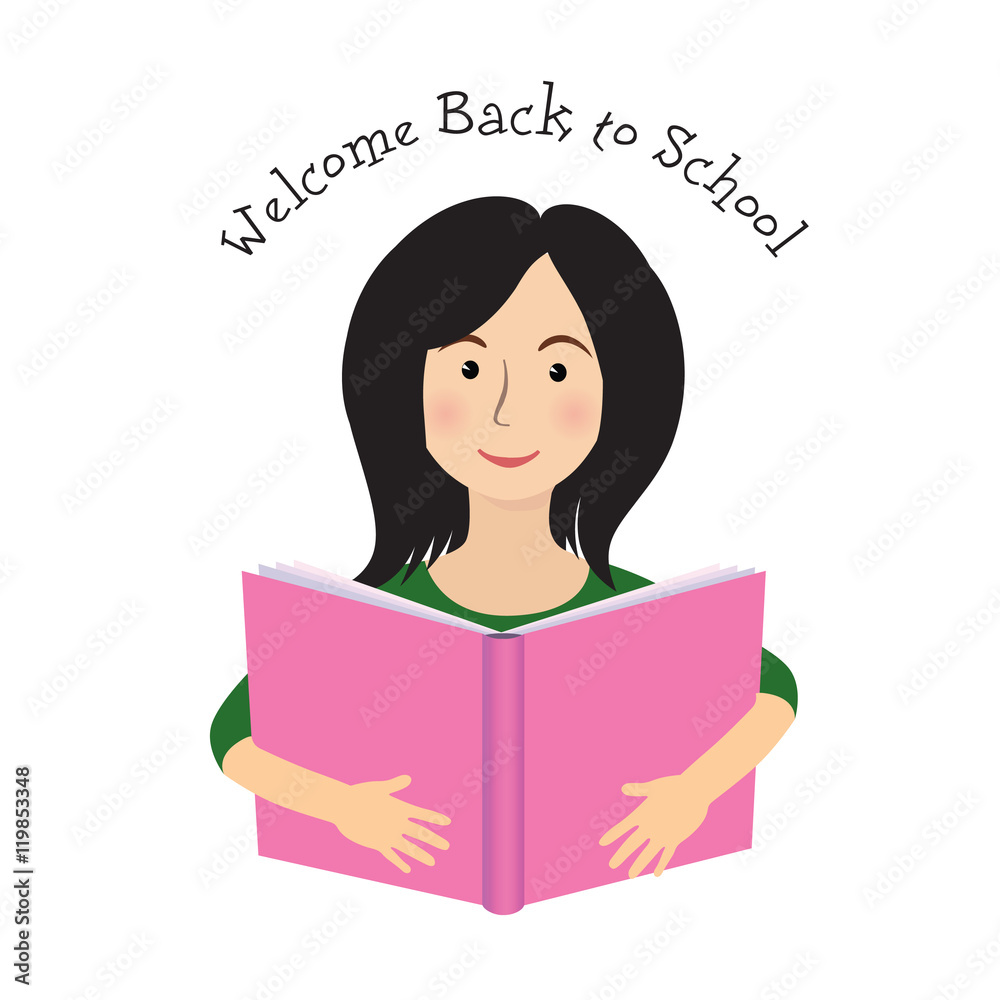 Smiling little girl with book. Welcome back to school concept, Smiling little girl with book. Welcome back to school concept,