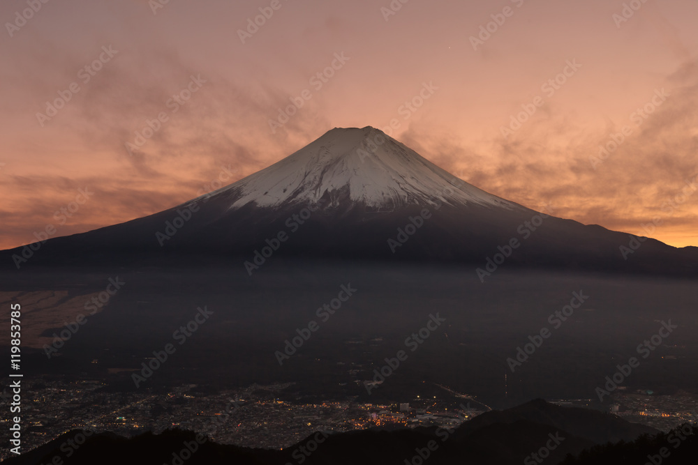 富士山と街灯り 富士山と街灯り
