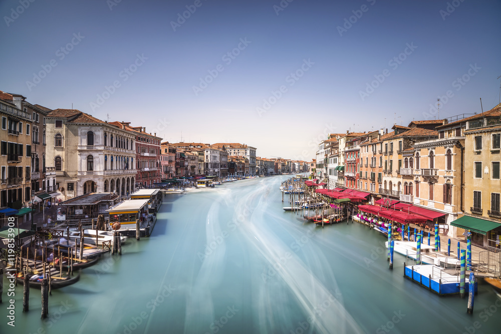 Venice grand canal or Canal Grande, view from Rialto bridge. Ita
