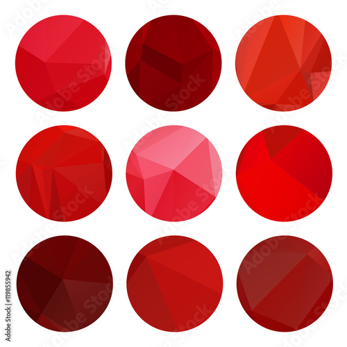 red polygonal circles set