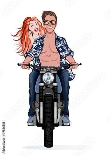 Couple riding a motorbike