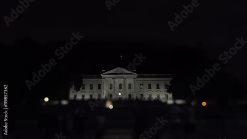 Washington DC - July 5th, 2016: Wide angle shot of The White House at night