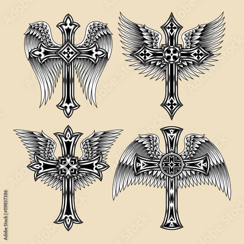Winged Cross Set