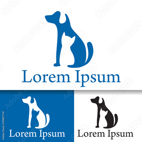 Pet guard animal domestic, cat and dog lowercase flat logo design template
