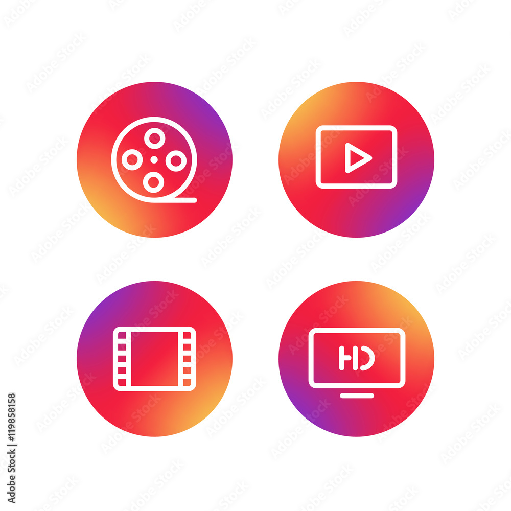 Different simple web pictograms collection. Lineart video, appli