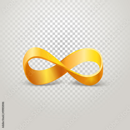 Infinity golden sign on transparent background