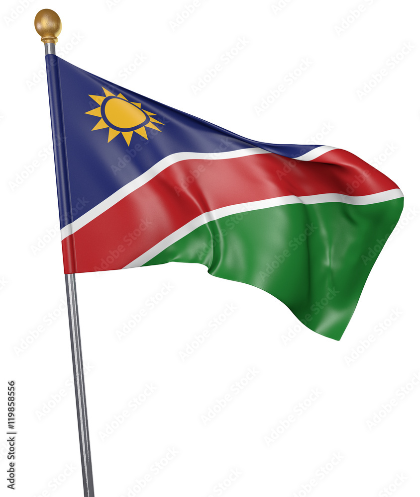 National flag for country of Namibia isolated on white background, 3D rendering National flag for country of Namibia isolated on white background, 3D rendering