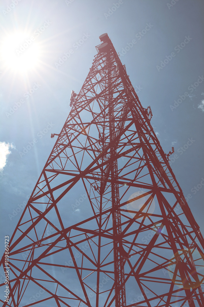 Telecommunication tower; wi fi signal visualisation. Radio mast cellular network transmitter or receiver. Digital signal processor for GPS; or mobile communications; mobile phones. Cell phone Tower. Telecommunication tower; wi fi signal visualisation. Radio mast cellular network transmitter or receiver. Digital signal processor for GPS; or mobile communications; mobile phones. Cell phone Tower.