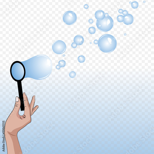 Soap bubbles blowing