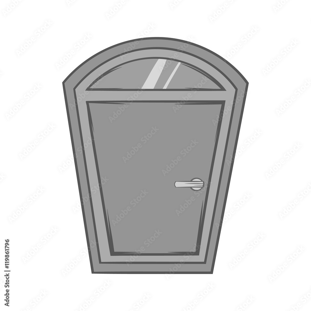 Door from house icon in black monochrome style isolated on white background. Interior design symbol. Vector illustration Door from house icon in black monochrome style isolated on white background. Interior design symbol. Vector illustration