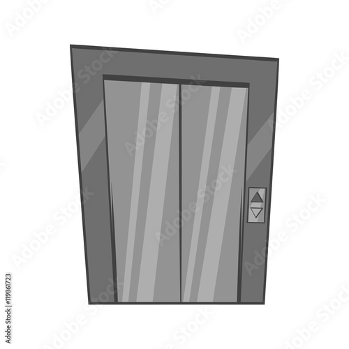 Door of elevator icon in black monochrome style isolated on white background. Interior design symbol. Vector illustration