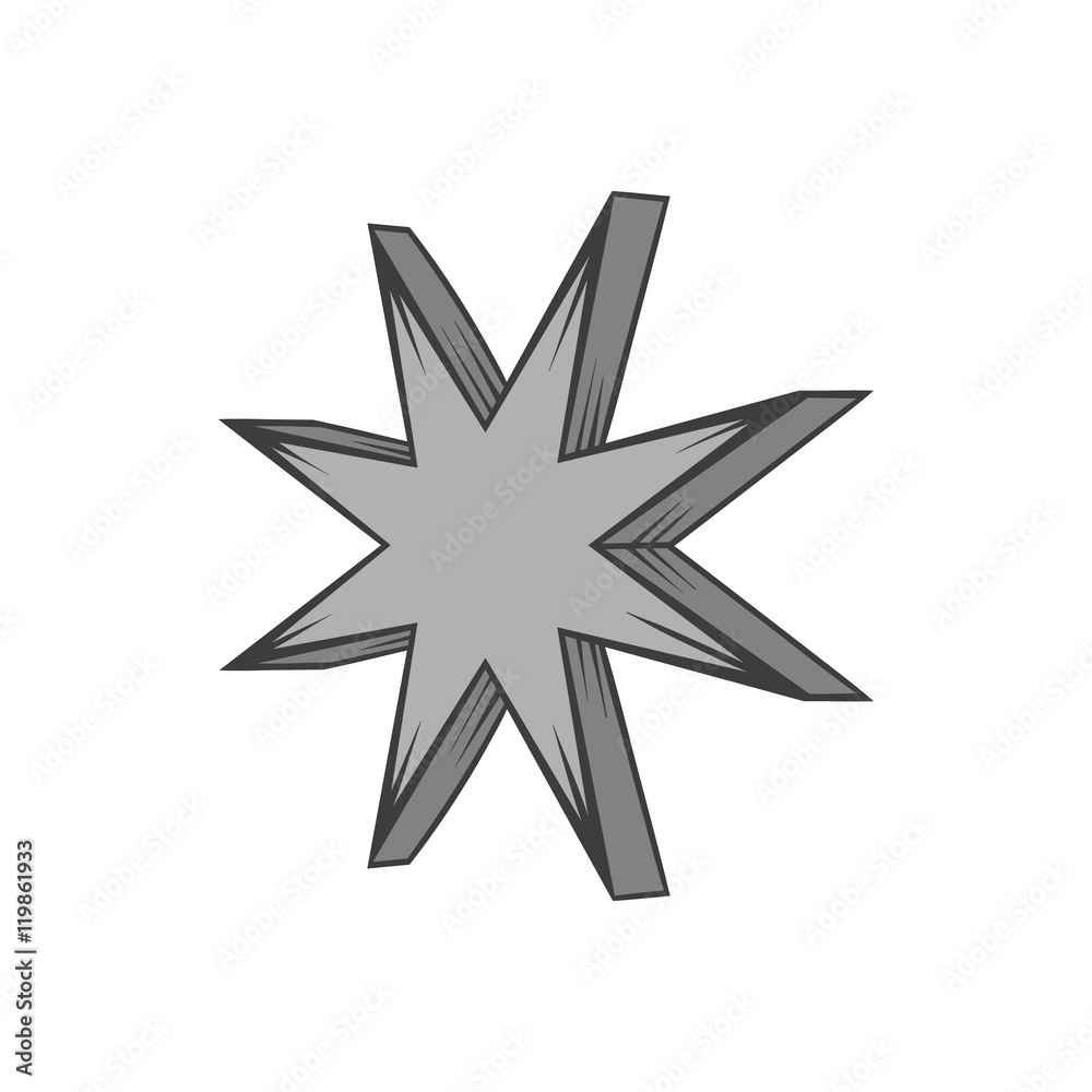 Fototapeta premium Eight pointed star icon in black monochrome style isolated on white background. Figure symbol. Vector illustration