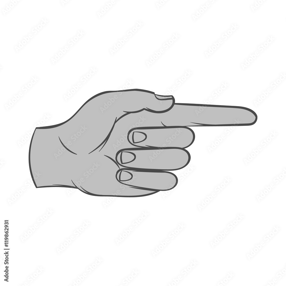 Gesture with index finger icon in black monochrome style isolated on white background. Gestural symbol. Vector illustration