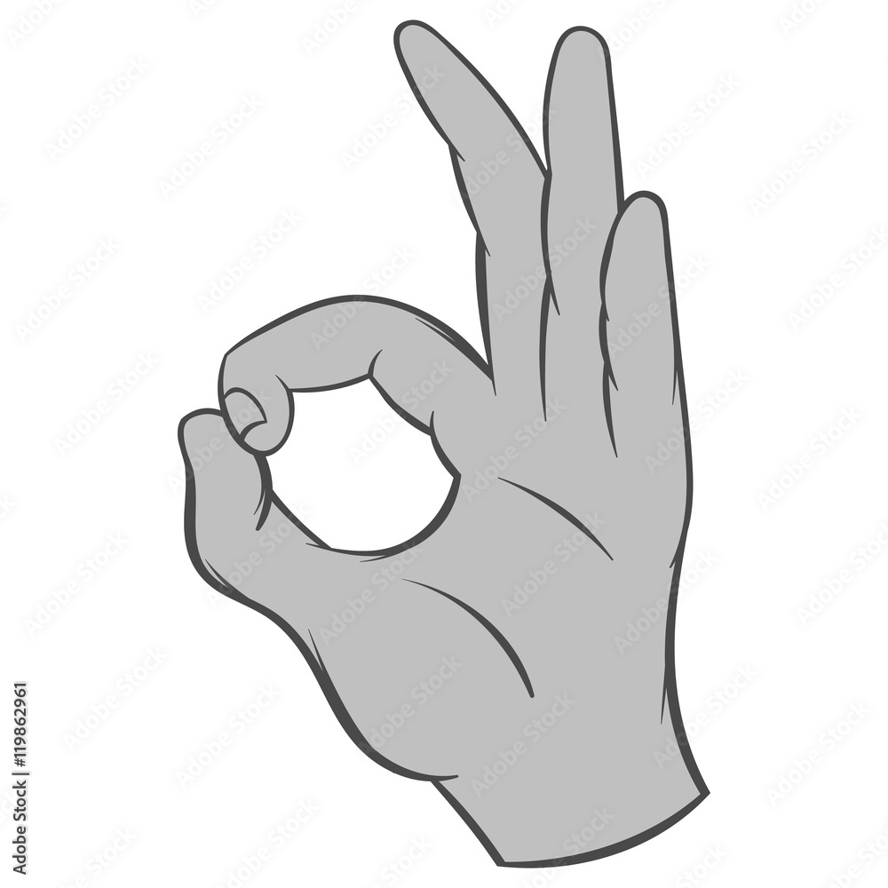 Gesture okay icon in black monochrome style isolated on white background. Gestural symbol. Vector illustration Gesture okay icon in black monochrome style isolated on white background. Gestural symbol. Vector illustration