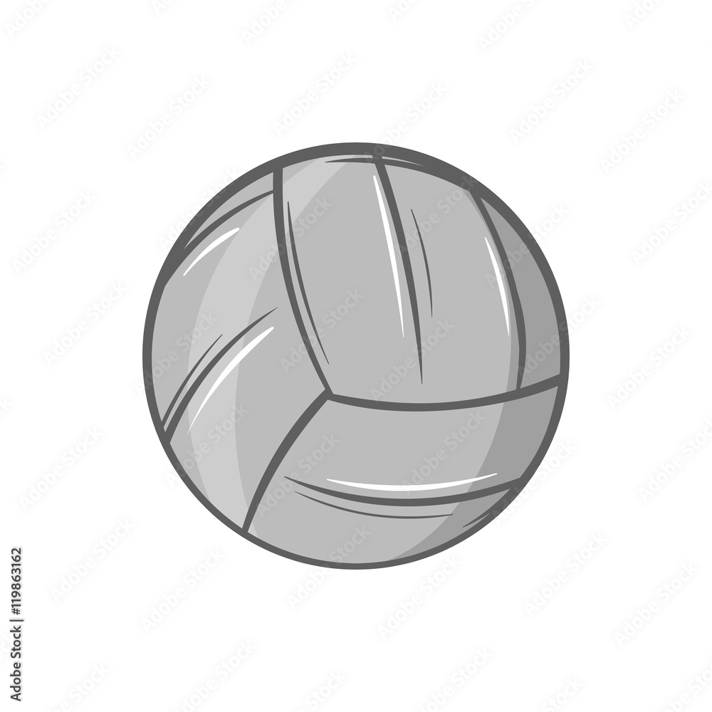 Volleyball icon in black monochrome style isolated on white background. Sport symbol. Vector illustration