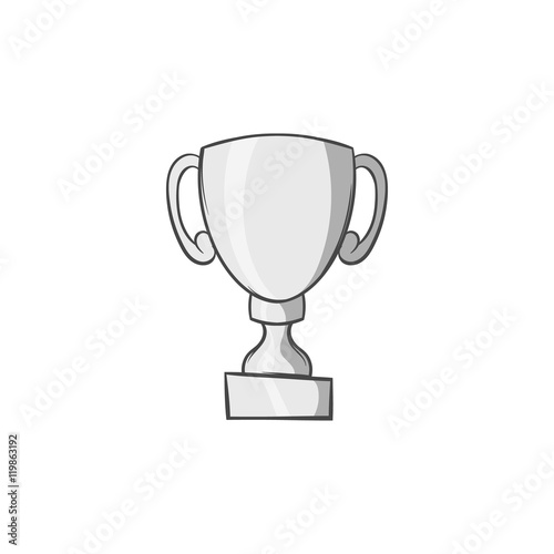 Trophy icon in black monochrome style isolated on white background. Sport symbol. Vector illustration
