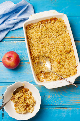 apple cramble with oat flakes photo