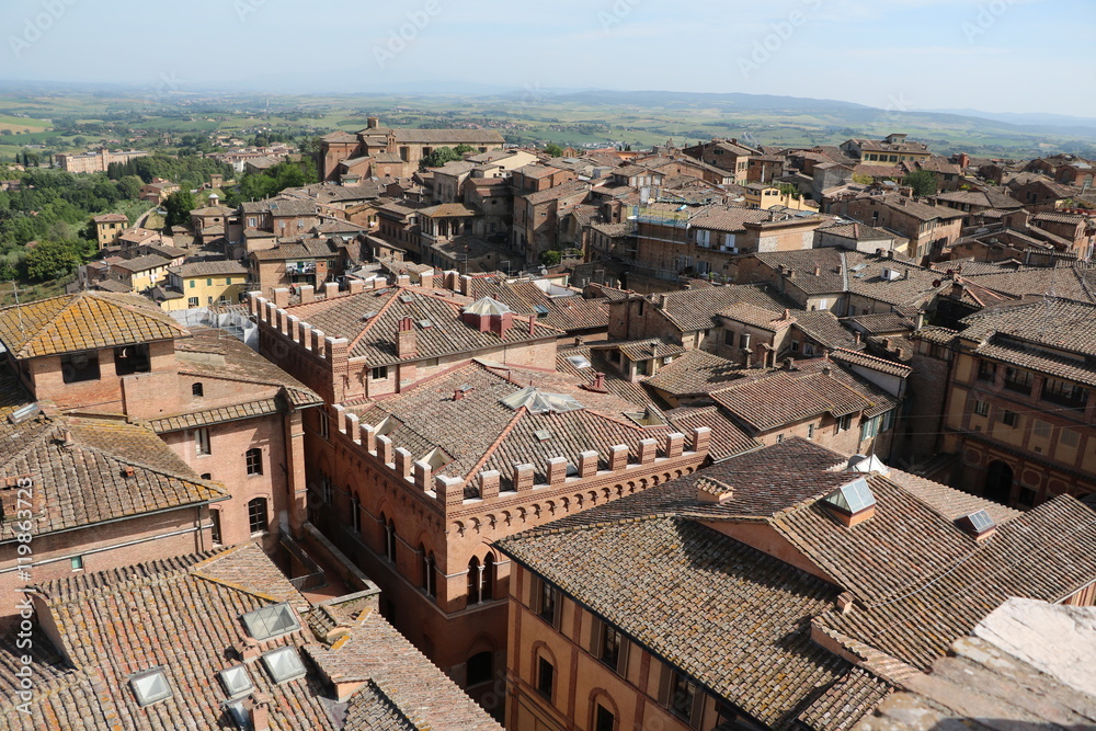 Over the rooftops of Siena view from Museo dell'Opera Metropolitana, Tuscany Italy