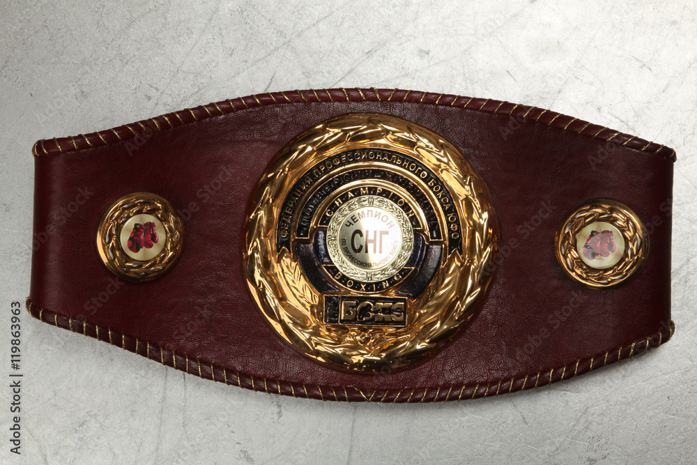 A belt of the champion on Boxing under the version of magazine "about box"  the Commonwealth of independent States Stock Photo | Adobe Stock