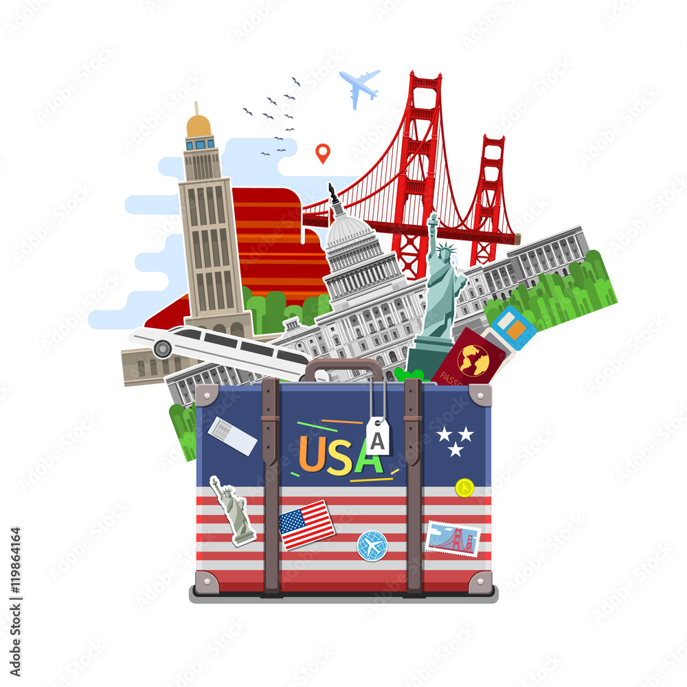 Concept of travel or studying English. 