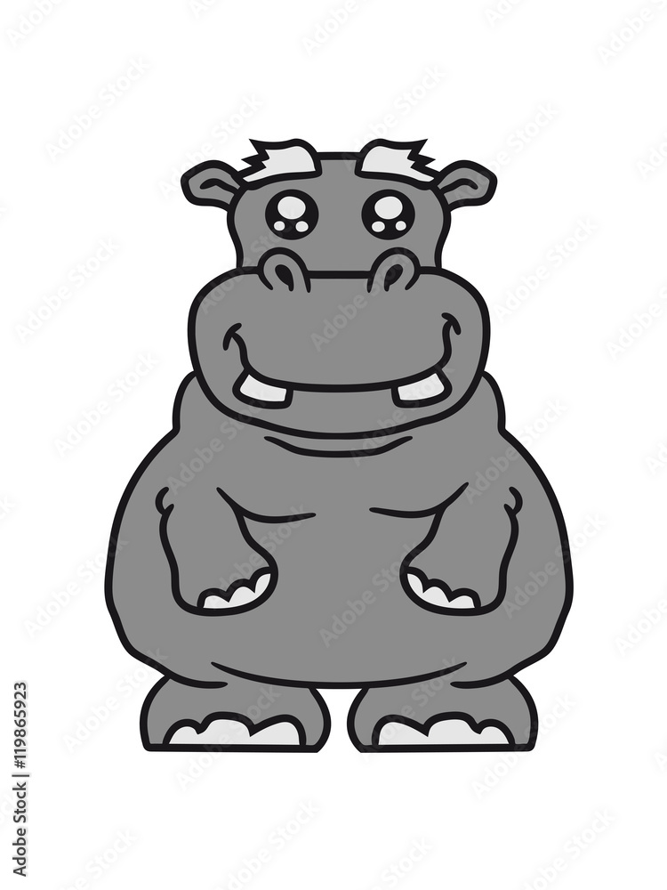 little hippo funny sweet cute thick comic cartoon hippopotamus fat Stock  Illustration | Adobe Stock